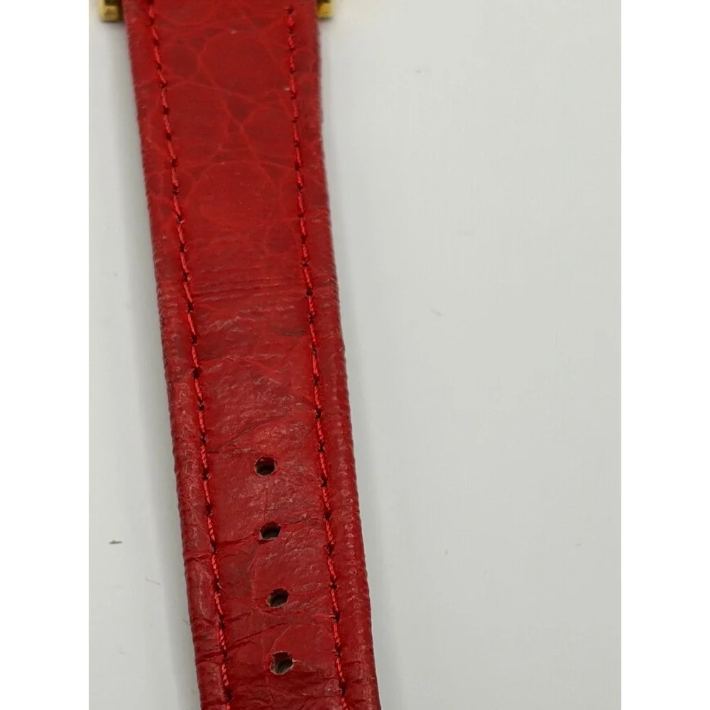 Parmeni Quartz Gold Tone Red Dial Leather Band Women's Watch‎